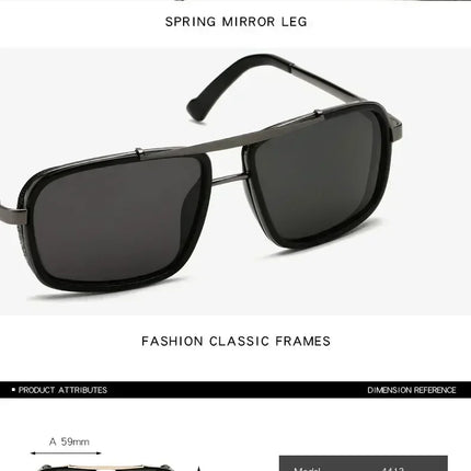 New Sunglasses Punk Sunglasses New Men's Square Uv400 Twin-beam Aviator Sunglasses