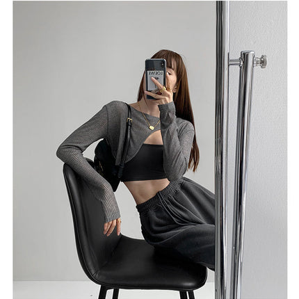 Hollow Smock T Shirt Women Summer Thin Irregular Long Sleeve Knitted