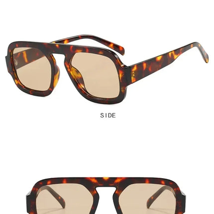 DOHOHDO 2025 Fashion Square Sunglasses Women New Retro Black Brown Thick Frame Pilot Sun Glasses Woman Chic Polygon Shades UV400