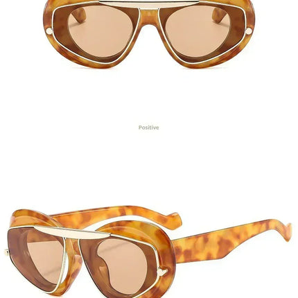 New Y2k Fashion Large Frame Sunglasses Ins Street Shot Cat's Eye Glasses Retro Personality Anti-ultraviolet Sunglasses