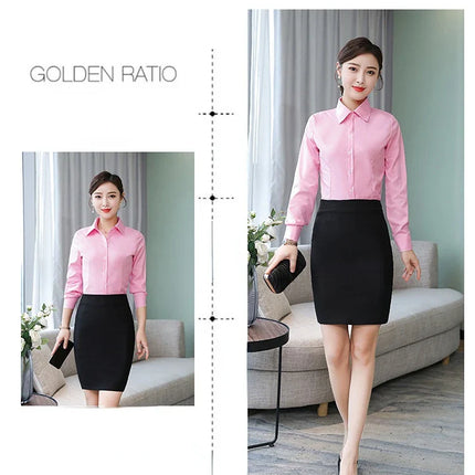 Polyester Cotton Shirts for Women Long Sleeve Blouse