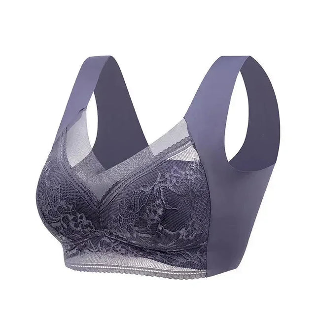 L-5XL Women Large Bra Push Up Ice Silk Seamless upper Bralette Lace Wireless Summer Bras Plus Size Top Lingerie Underwear 15019