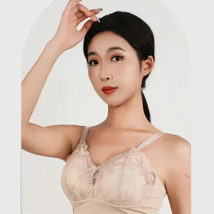 Hot Full Cup Thin Underwear Small Bra Plus Size Wireless Adjustable Lace Women's Bra Breast Cover B C Cup Large Size Lace Bras