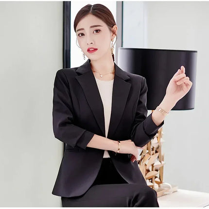 Royal Blue Suit Jacket Women's Stylish Slim Coat New Fall Women Blazer Pink, Red, White, Black Girl Tops Reefer Jackets