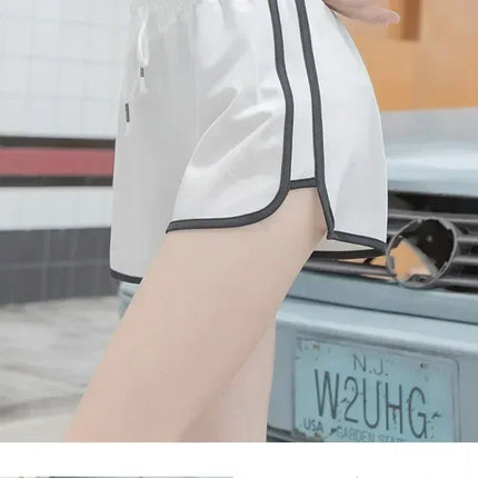 Women Striped Casual Shorts Korean Harajuku Loose All Match Sports Shorts Summer Fashion Simple Yoga Thin Mini Shorts Female