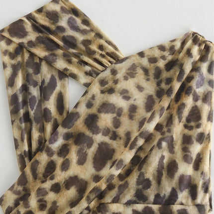 Vintage Women Irregular Leopard Bodysuits