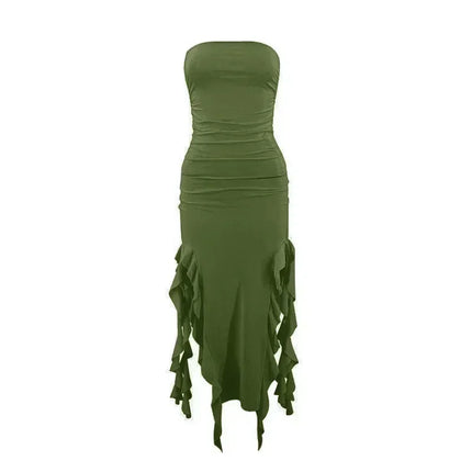 BWQ Long Dresses For Women Slit Sexy Bodycon Sleeveless Jellyfish Dress Hot Girls Fashion Off The Shoulders Maxi Dress Woman
