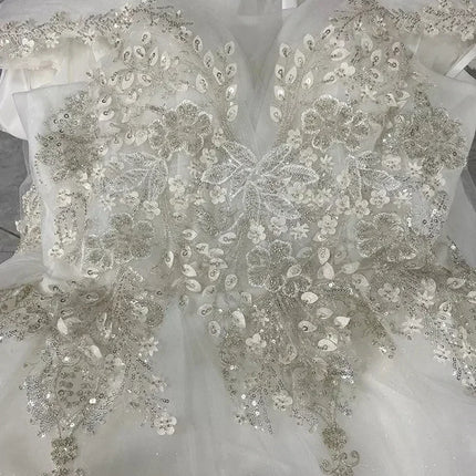 Luxury Off-Shoulder Wedding Dress - Handmade Lace Ball Gown | Femstylo