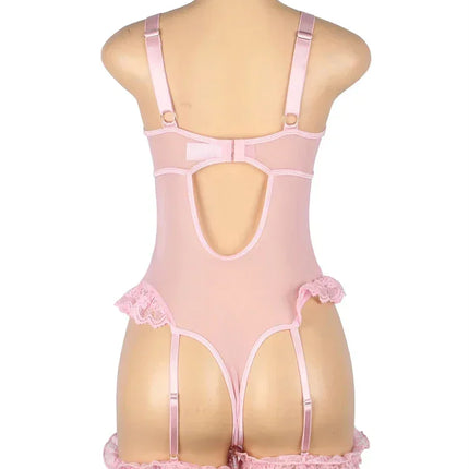 Comeondear Suspenders Women Teddy Leotard Sexy Plus Size Rompers Lingerie Underwire Lace Garter Bodysuits Slim Jumpsuit Pajamas