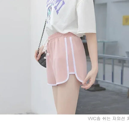 Women Striped Casual Shorts Korean Harajuku Loose All Match Sports Shorts Summer Fashion Simple Yoga Thin Mini Shorts Female