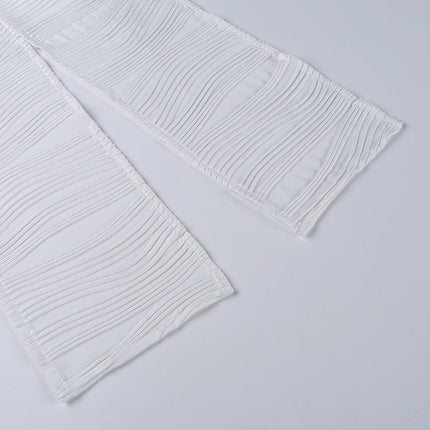 White Deep V-neck Halter Bandage 2 Pieces Sets Sleeveless Backless Suits Outfits with Shorts
