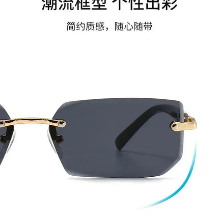 Rimless Sunglasses Rectangle Fashion Popular Women Men Shades Small Square Sun Glasses For Female male Summer Traveling Oculos