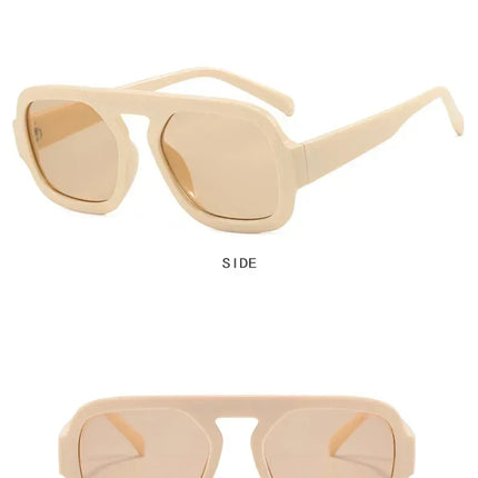 DOHOHDO 2025 Fashion Square Sunglasses Women New Retro Black Brown Thick Frame Pilot Sun Glasses Woman Chic Polygon Shades UV400