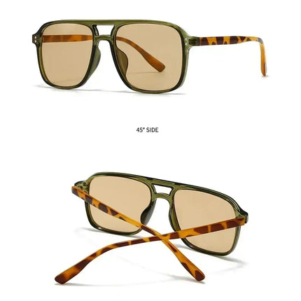 SO&EI Fashion Double Bridges Square Rivets Women Sunglasses Retro Men Gradient Shades UV400 Sun Glasses