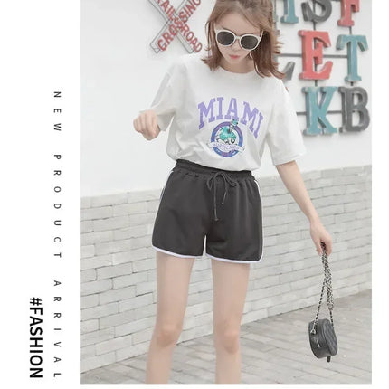 Women Striped Casual Shorts Korean Harajuku Loose All Match Sports Shorts Summer Fashion Simple Yoga Thin Mini Shorts Female
