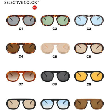 DOHOHDO 2025 Fashion Square Sunglasses Women New Retro Black Brown Thick Frame Pilot Sun Glasses Woman Chic Polygon Shades UV400