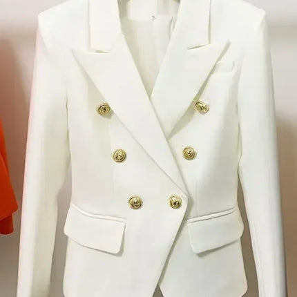 TOP QUALITY New Fashion 2024 Designer Jacket Women's Classic Double Breasted Metal Lion Buttons Blazer Outer Size S-5XL