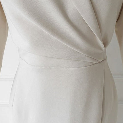 Spring Autumn Vestidos Half Sleeve Belted Split Package Hip Dress Female