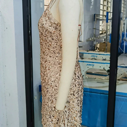 Women Short Dresses Sexy Backless Bodycon Evening dresses Sequin Halter Nightclub Cocktail Birthday Party Welcome Prom Dress XY5
