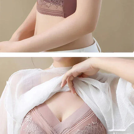 L-6L Women Large Bra Push Up Ice Silk Seamless upper Bralette Lace Wireless Summer Bras Plus Size Top Lingerie Underwear 15019