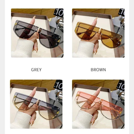 Sunglasses Integrated Frame High-end Frameless New Sunglasses Metal Polygonal Fashion Glasses 90288