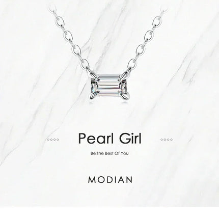 Modian Genuine 925 Sterling Silver Fashion Charm AAA Zirconia Pendant Necklace For Women Silver Female Necklaces Fine Jewelry