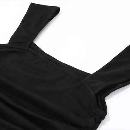Ruched Bodycon Maxi Dress | Square Neck Slip Dress -femstylo