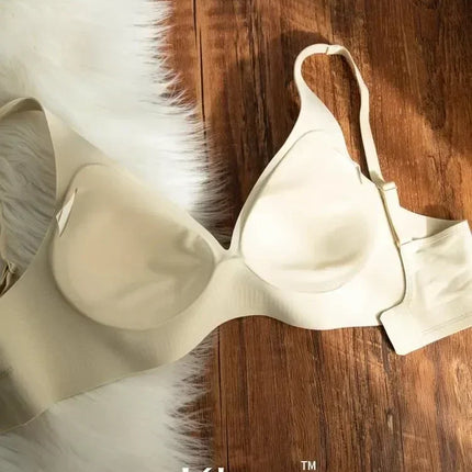 MOYISU Lingerie Women's Summer Traceless Small Bra Pull Together No Underwire Jelly Bar Soft Support Tuck Back Bra Cover