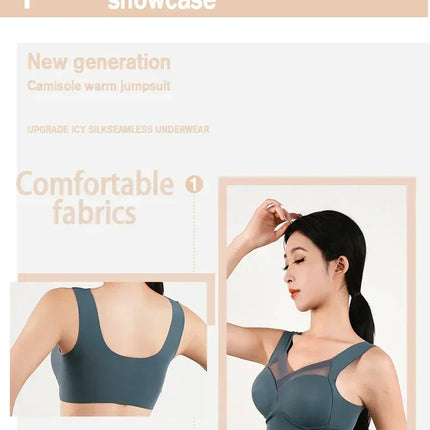 Women's Strappy Push Up Bra Seamless Padded Tops Casual Plus Size Soft Wireless Woman Bras XL-6XL Ice Silk Underwear