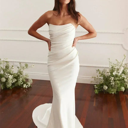 Maternity Mermaid Wedding Dress | Silk Satin Gown -femstylo