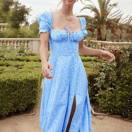 Summer Women Puff Sleeve Floral Printed Dress,Long Dresses,Woman Clothing,Dress Women,Women's Elegant Dresses,Sexy Costume Women