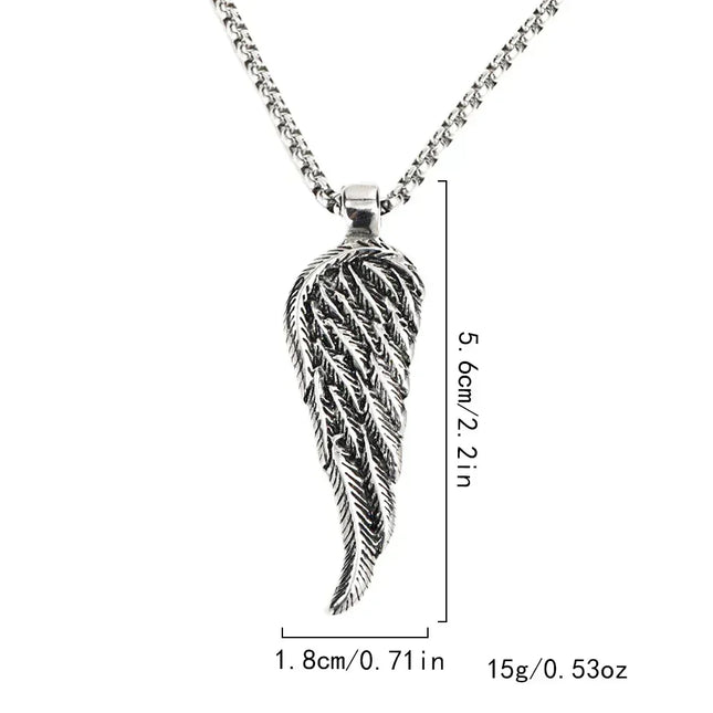 Vintage Plume Wing Necklace Hip Hop Minimalist Personality Pendant For Men Women Gift Jewelry