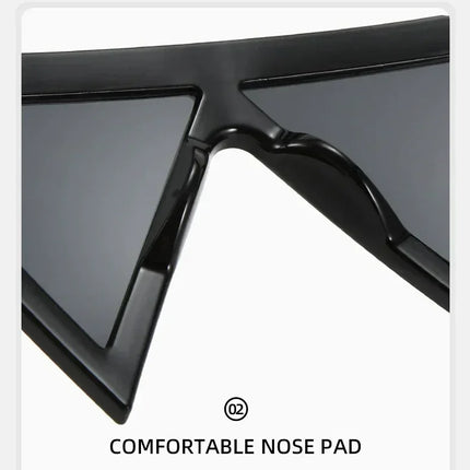 Oversized Triangle Punk Shiled Sunglasses Women Big Frame 2025 Luxury Brand Windproof Eyewear For Ladies UV400 Goggle Shades