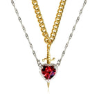 2pc Silver heart nec