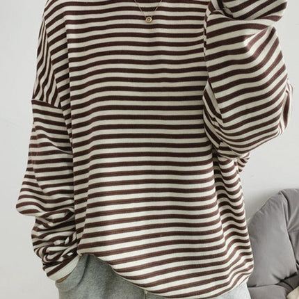 Striped Pullovers Women Knitted Cotton Sweatshirts Female Long-sleeved Loose Tops