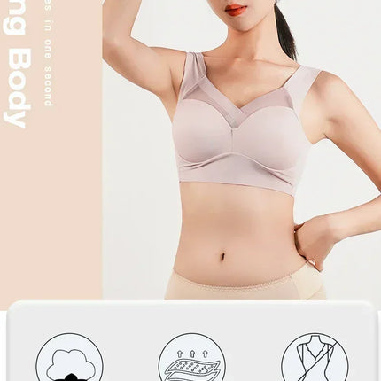 Women's Strappy Push Up Bra Seamless Padded Tops Casual Plus Size Soft Wireless Woman Bras XL-6XL Ice Silk Underwear