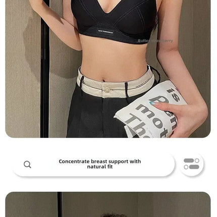 MOYISU Lingerie Women's Summer Traceless Small Bra Pull Together No Underwire Jelly Bar Soft Support Tuck Back Bra Cover