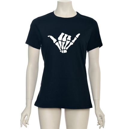 Glow in the Dark Shaka Skelelton Hand Tee Shirt
