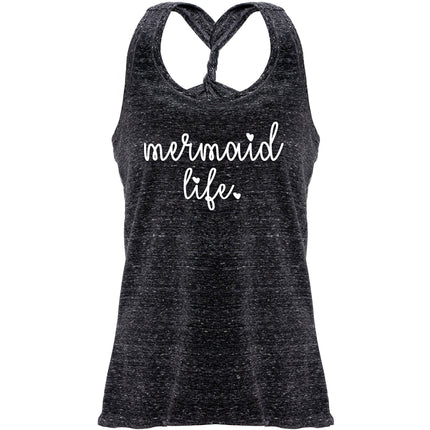 Mermaid Life Black Gray Cosmic Twist Back Tank Top