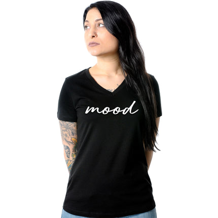 Mood Black Tapered V-Neck Tee Shirt