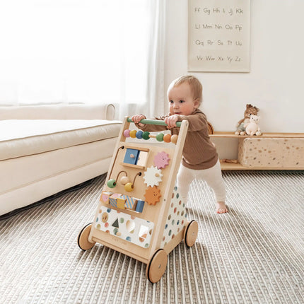Tiny Land® Versatile Natural Wooden Baby Walker