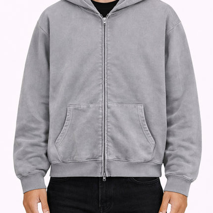 STONE VINTAGE WASH ZIP HOODIE