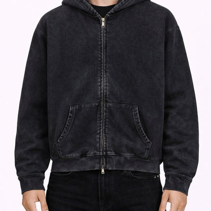 NOIR VINTAGE WASH ZIP HOODIE