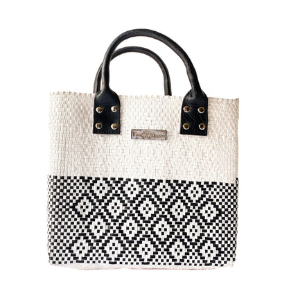 Tin Marin White Large Woven Crossbody Bag - Tan Leather