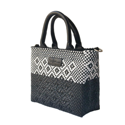 Tin Marin Small Woven Crossbody - Black Leather