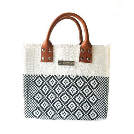 Tin Marin White Large Woven Crossbody Bag - Tan Leather