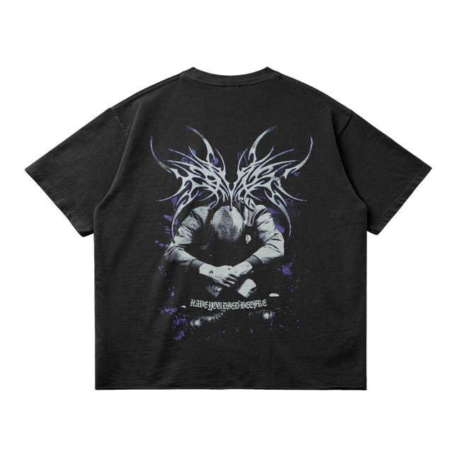 Kryptic Myst Garment Dyed Streetwear Tee 260GSM Cotton Faded Raw Hem True To Size