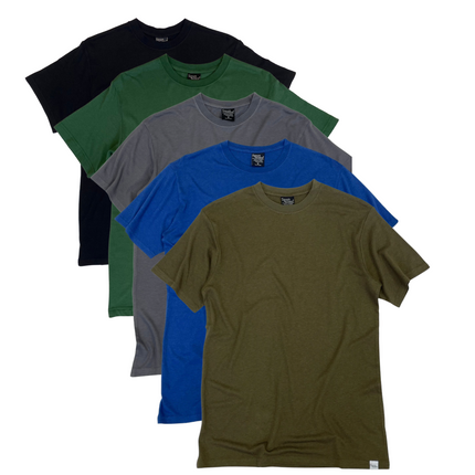 Men's Bamboo Viscose/Organic Cotton Short Sleeve T-Shirt - 5-Pack Mixed Colors