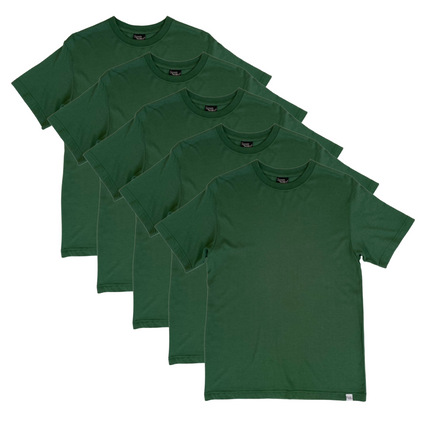 Men's Bamboo Viscose/Organic Cotton Short Sleeve T-Shirt Pine Green Color - 5-Pack