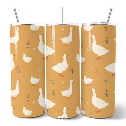Charming Goose Pattern 20oz Personalized Tumbler With Lid and Stainless Steel Straw, Country Farm Animal Gift Cup